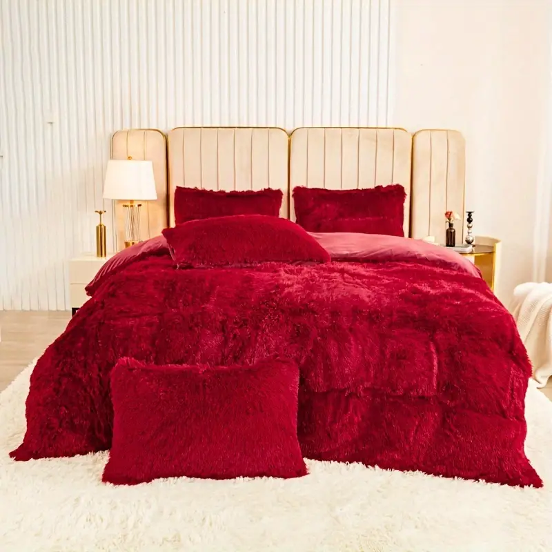 Thumbnail: 3pcs Multicolor Plush Duvet Cover Set - Soft And Warm Bedding For Bedroom, Gues