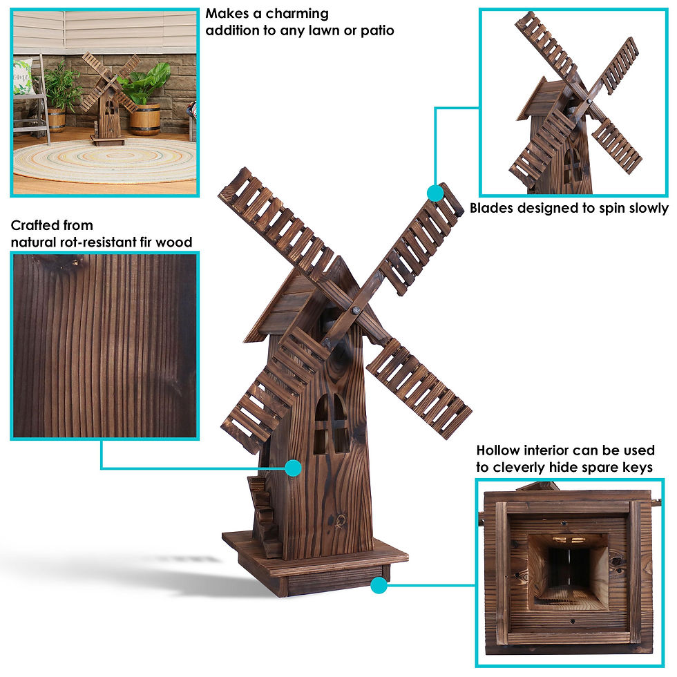 Thumbnail: Sunnydaze Outdoor Wooden Dutch-Inspired Rustic Windmill Lawn and Garden Yard De