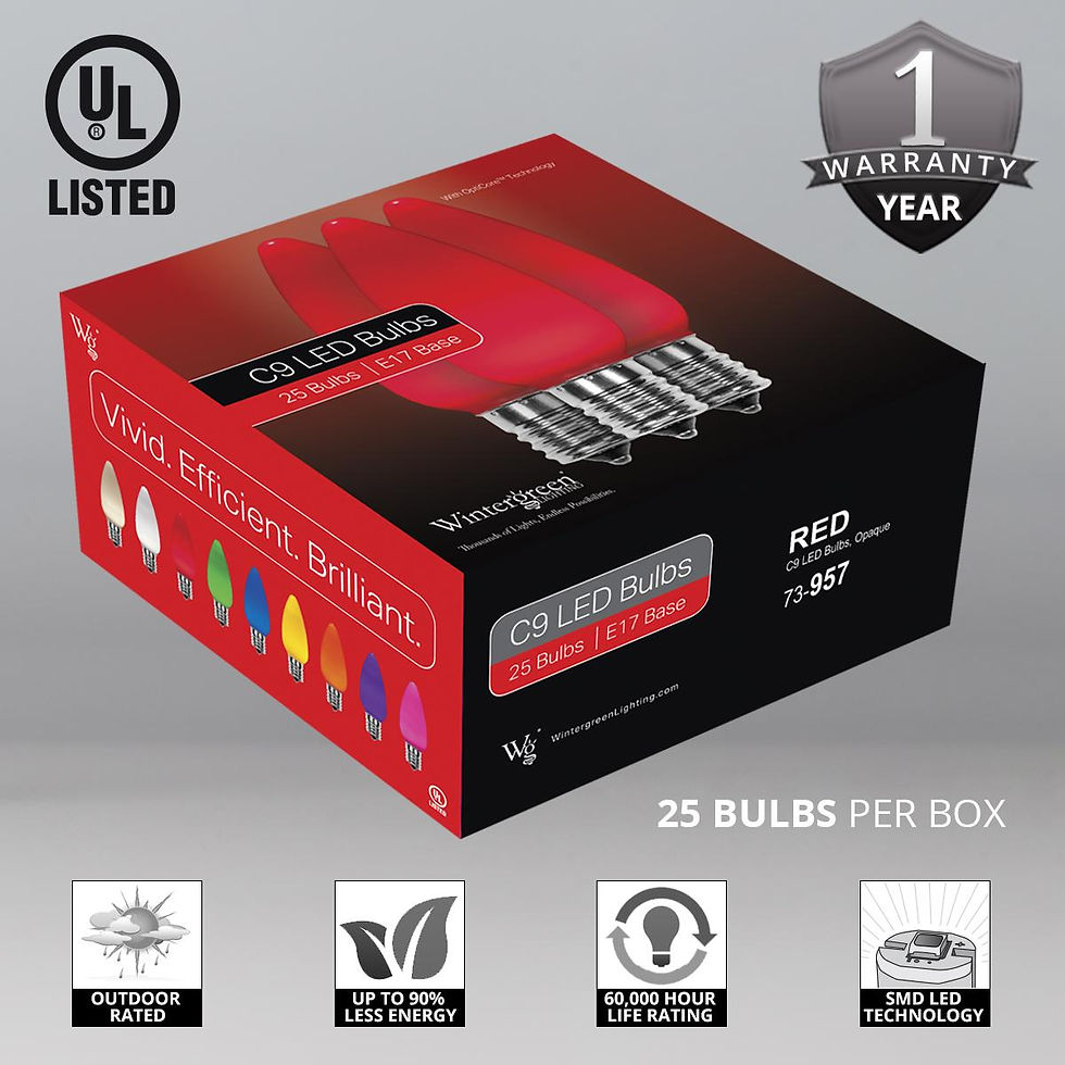 Thumbnail: Opticore LED C9 Smooth Ceramic-Style Red and Cool White Christmas Lights with S