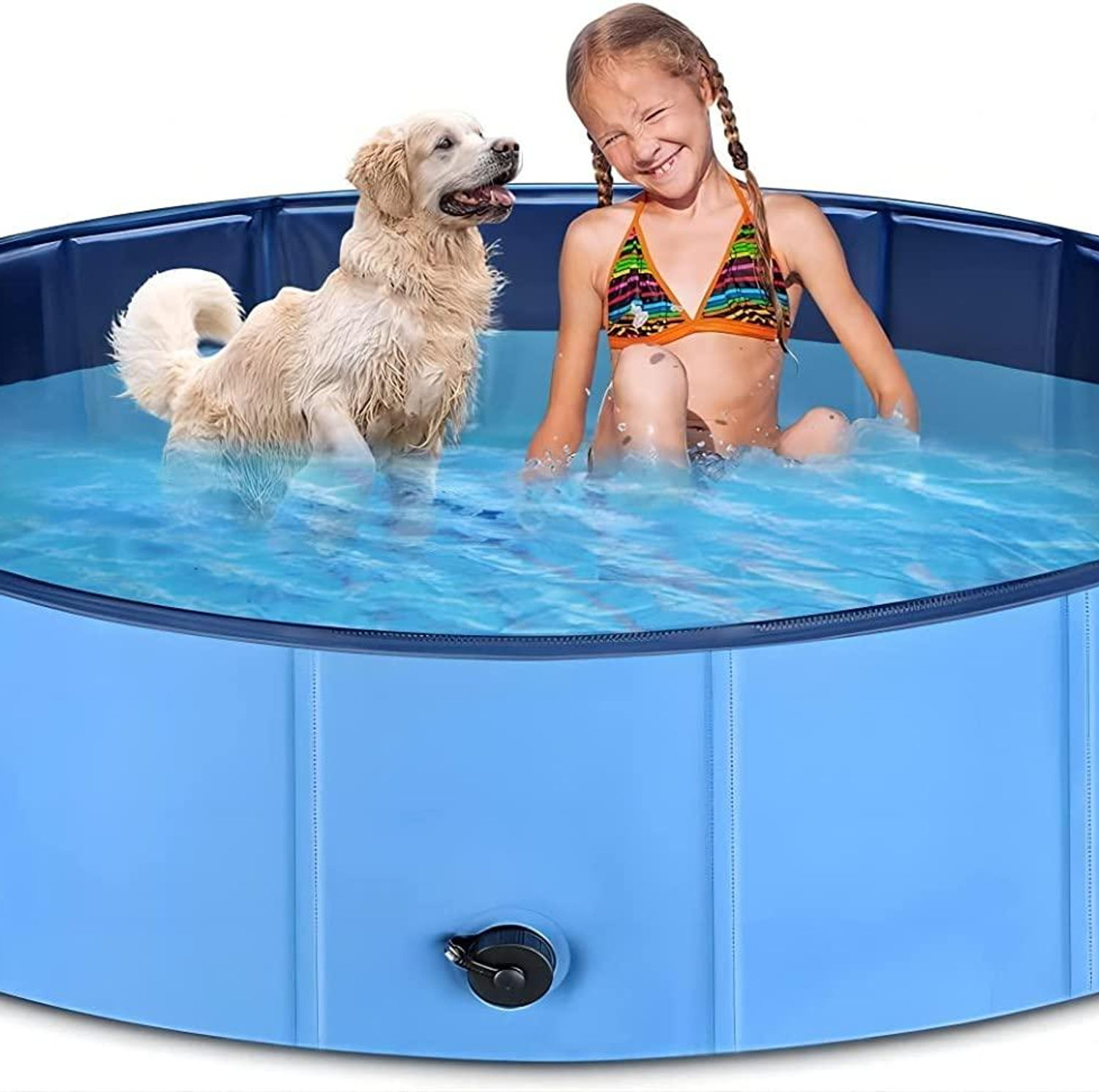 jecoo kiddie pool 63" x 12" kid pool plastic dog pool for extra large dogs fold