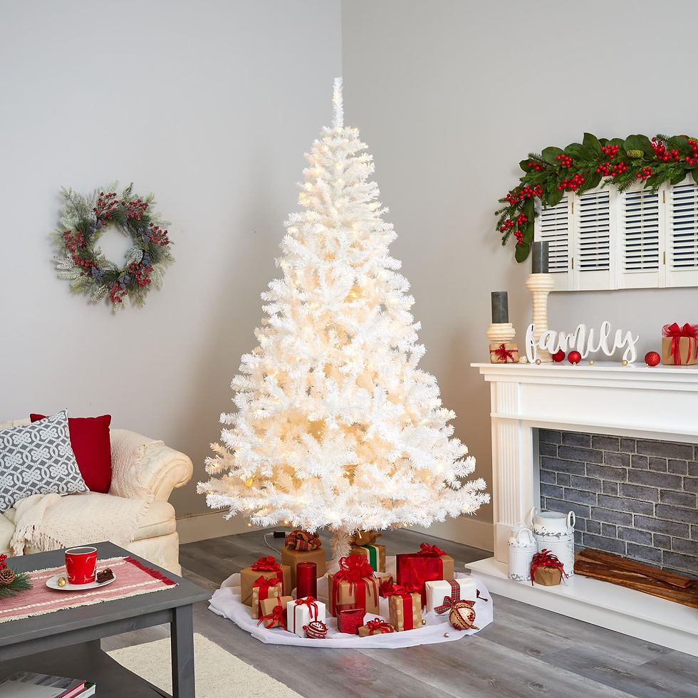 Thumbnail: Nearly Natural 7.5' White Artificial Christmas Prelit 400 Clear LED Lights