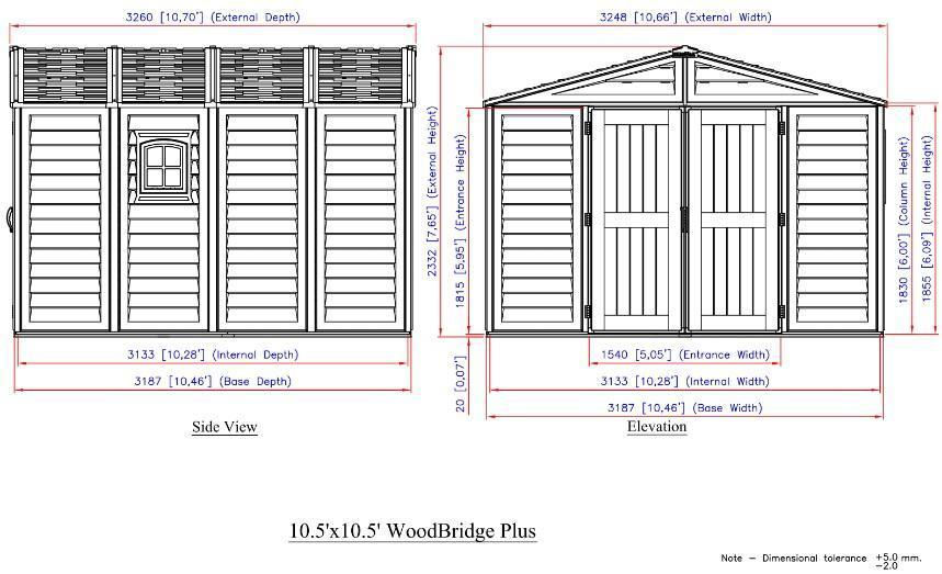 Thumbnail: DuraMax 10.5’x13′ Woodbridge Plus Vinyl Shed with Foundation