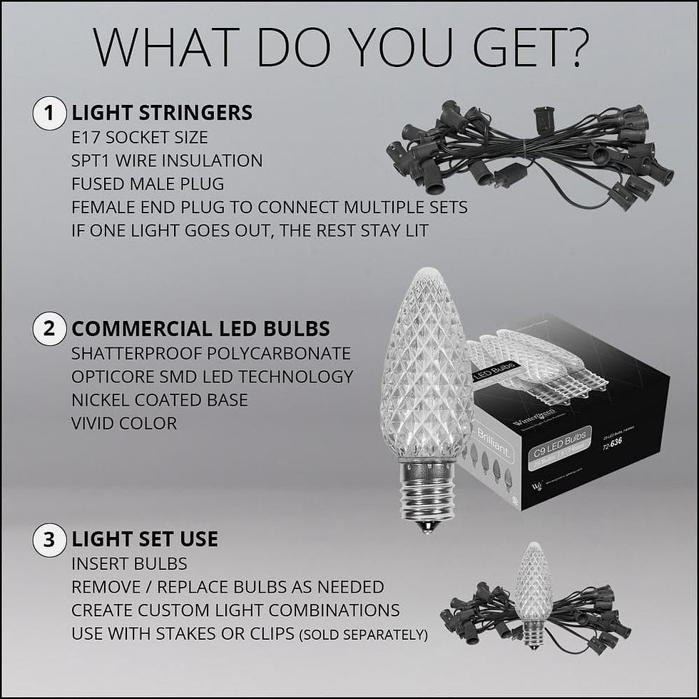 Thumbnail: OptiCore 49 ft. 50-Light LED Red and Cool White Faceted C9 String Light Set