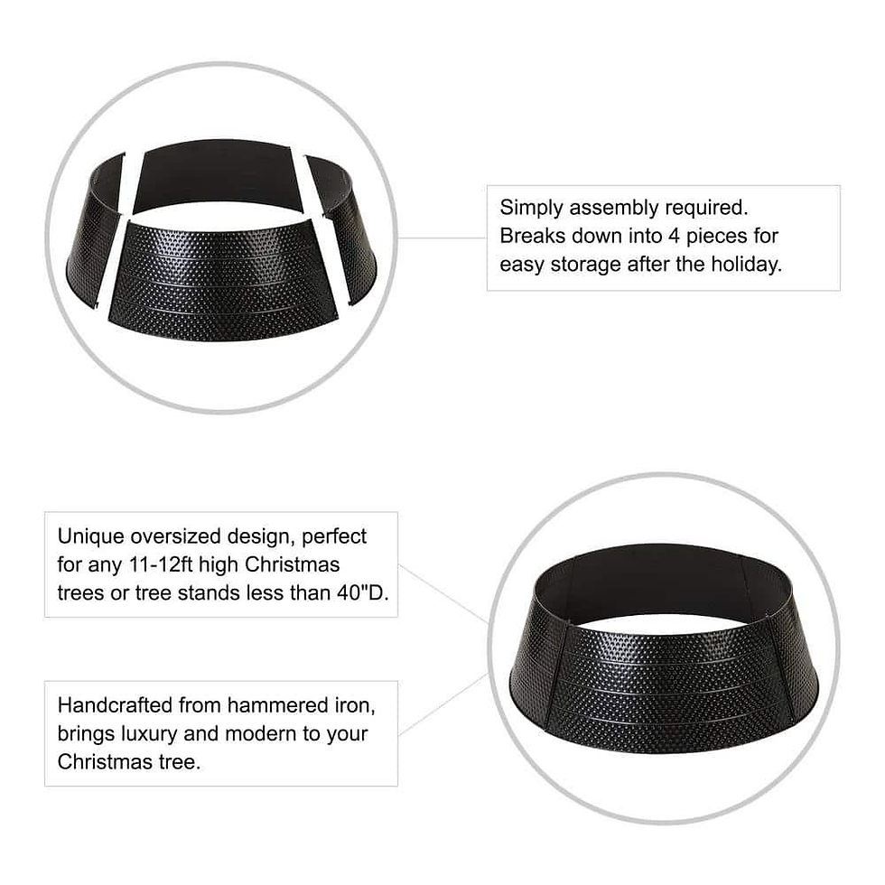 Thumbnail: 40.5 in. D Christmas Black Hammered Metal Tree Collar (KD)