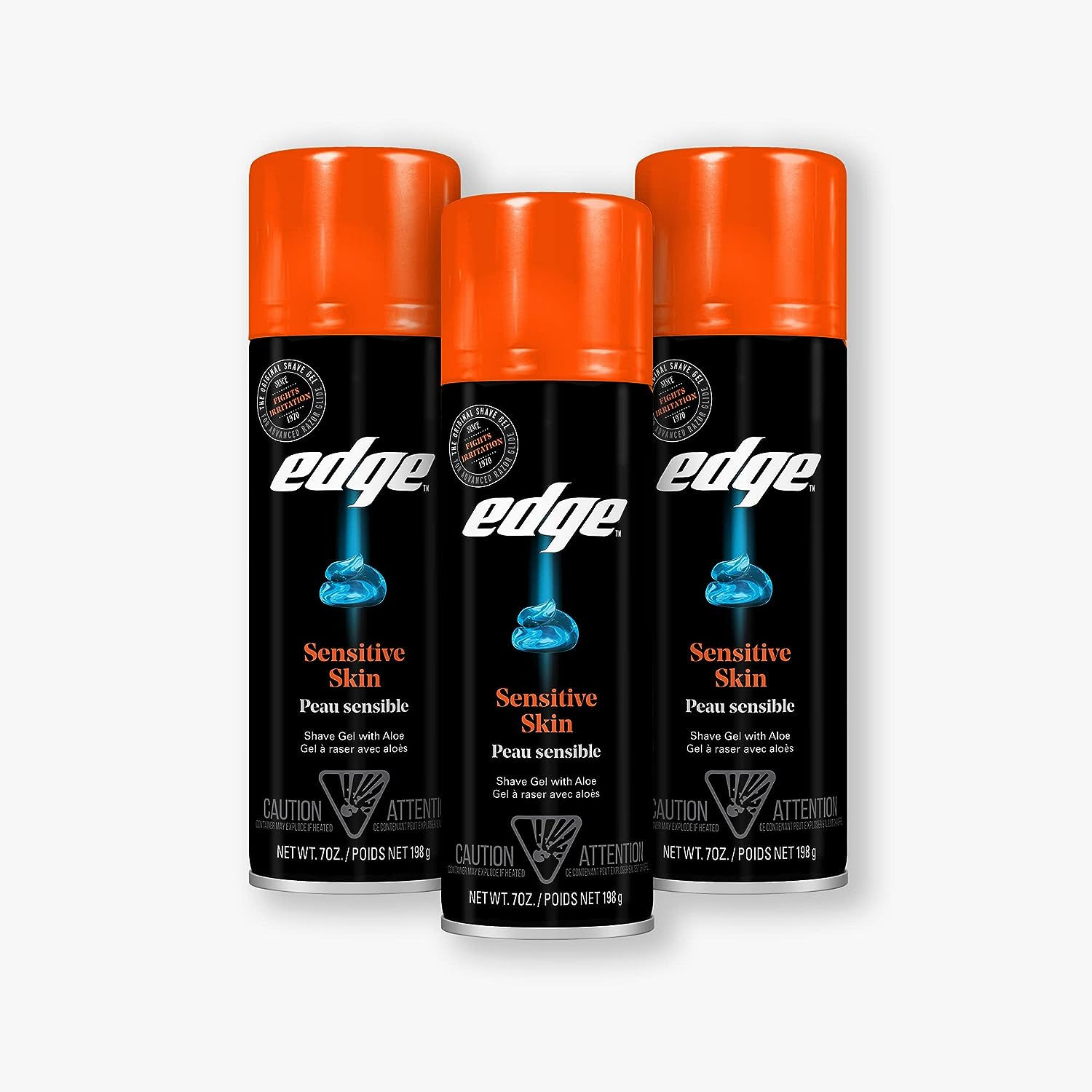 Edge Shave Gel for Men, Sensitive Skin with Aloe, 7oz (3 Pack) - Shaving Gel Fo