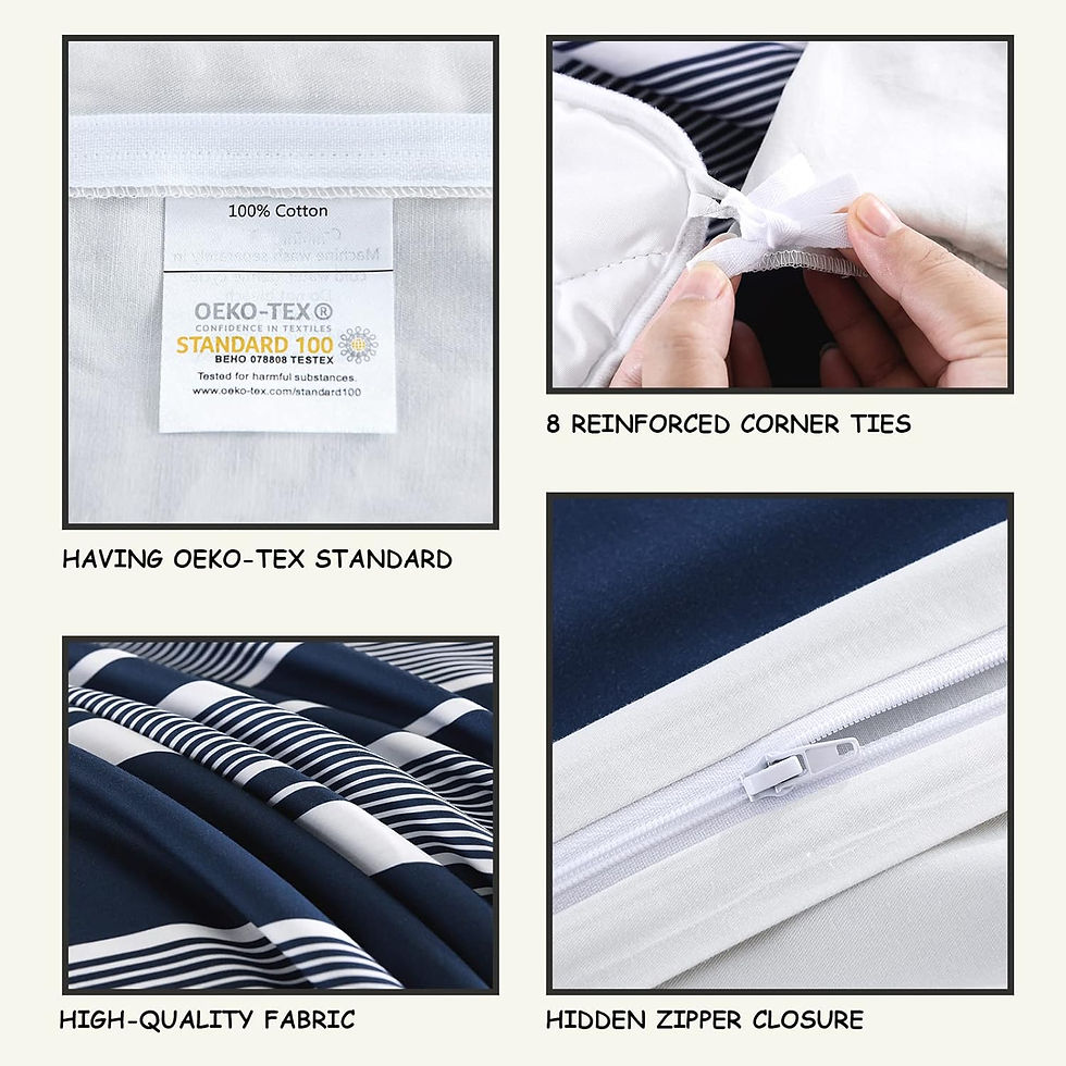 Thumbnail: Bedduvit Navy Duvet Cover Queen - Cotton Duvet Cover Queen Size,3 Piece Percale