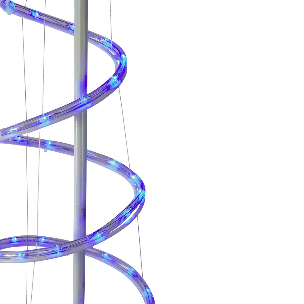Thumbnail: 7? Blue Spiral Rope Light Tree with Star Tree Topper Christmas Yard Decor