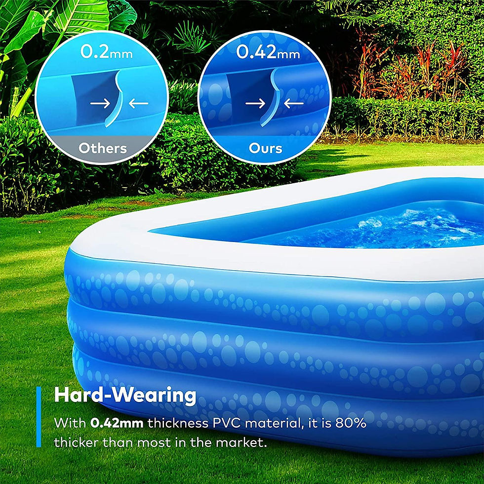 Thumbnail: inflatable swimming pool, hesung 118" x 69" x 21" full-sized family kiddie blow