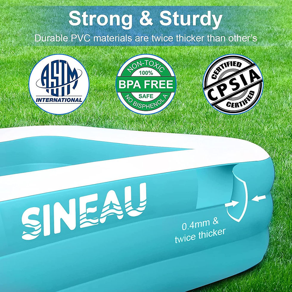 Thumbnail: inflatable pool, sineau inflatable pool for kids and adults, 120" x 72" x 22" o