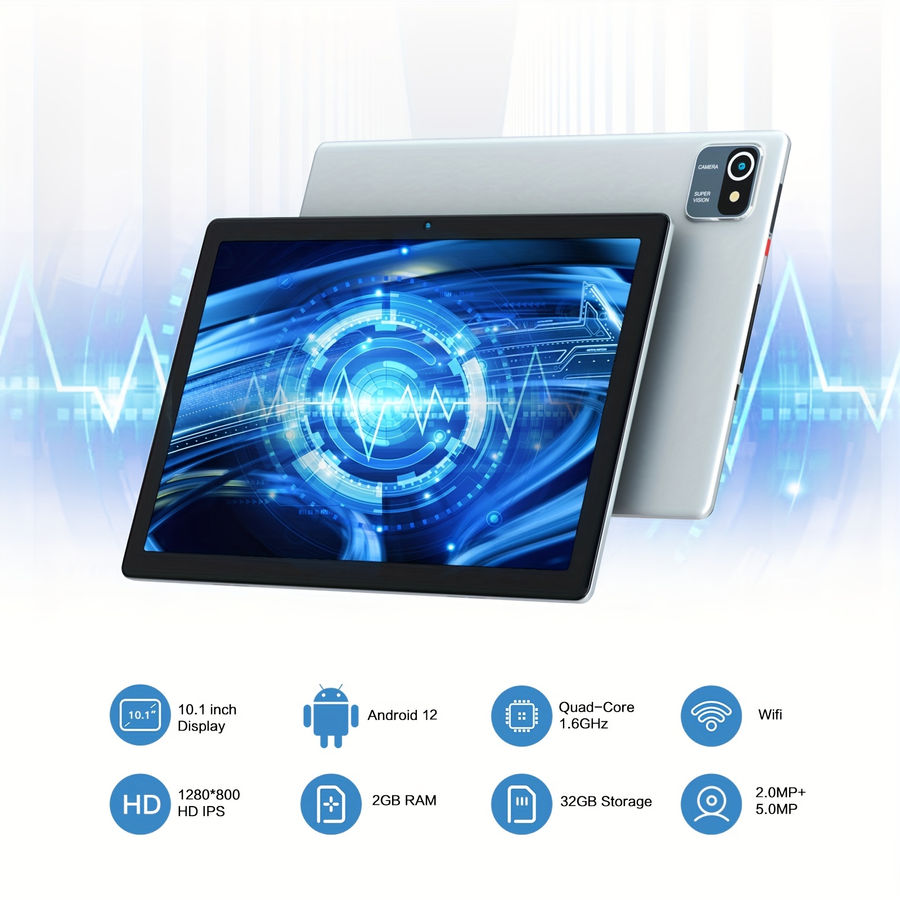 Thumbnail: Tablet 10.1 Inch Android 12 Tablet, 2GB RAM 32GB ROM, 5000mAh Battery Quad Core