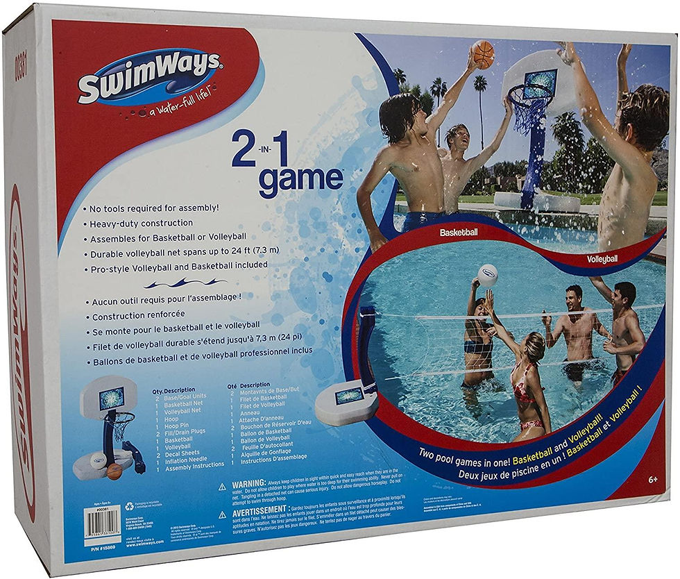 Thumbnail: SwimWays 2 In 1 Pool Sport Combo Set - Outdoor Volleyball &amp; Basketball Net