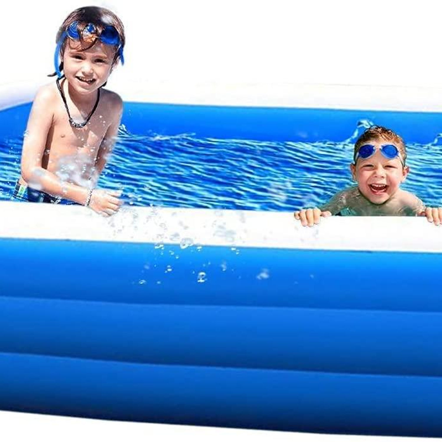 family size swimming pool, + built-in drain plugs 149 long x 109 wide x 50 cm h