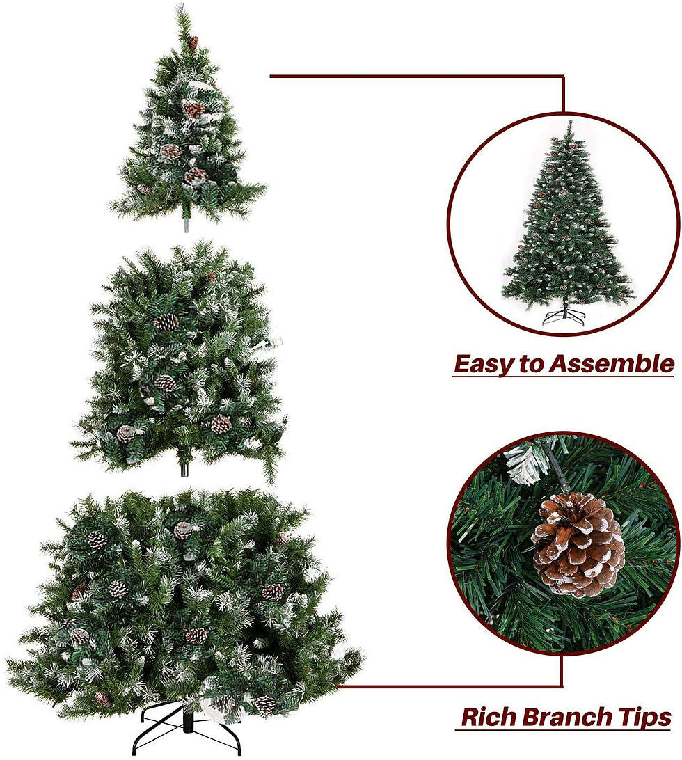 Thumbnail: SUNCROWN 7ft Pre-Lit Fiber Artificial Christmas Pine Tree Holiday Decor w/ 450