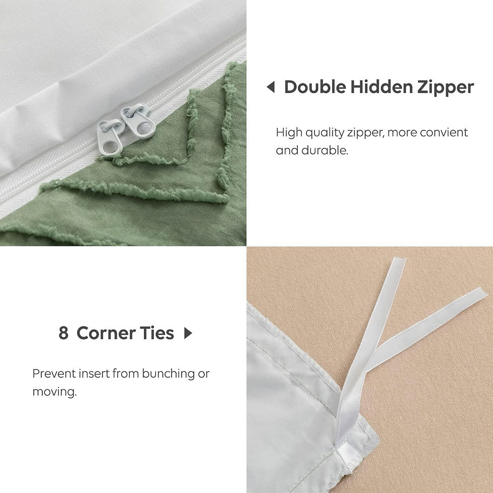 Thumbnail: JELLYMONI Reversible Green &amp; White Duvet Cover King Size - 3PCS Microfiber