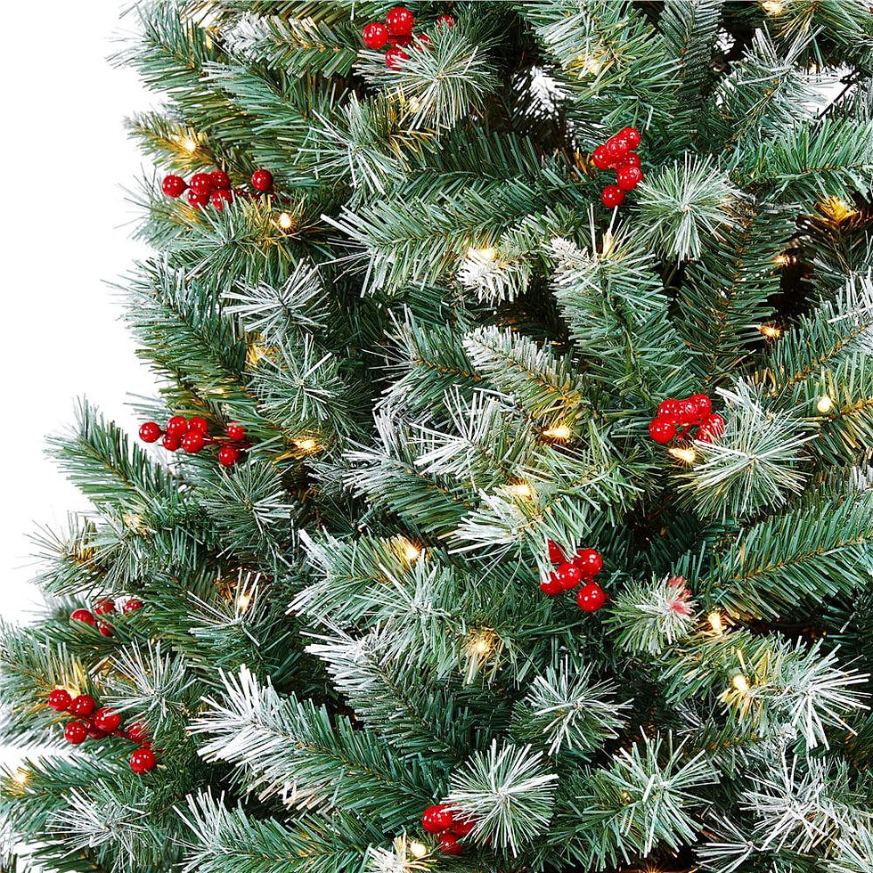 Thumbnail: Easyfashion Clear Prelit Incandescent Green Spruce Christmas Tree, 7.5'