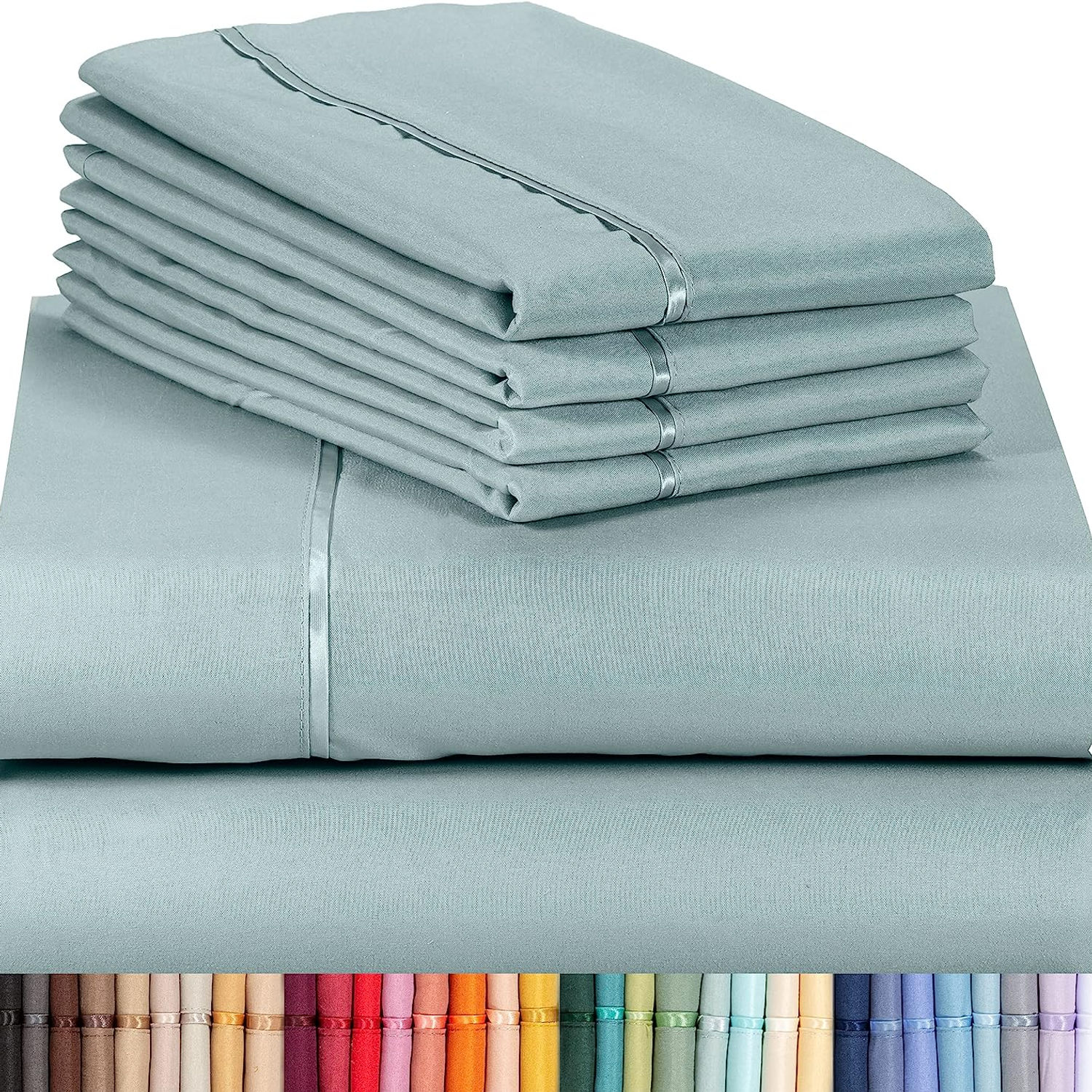 LuxClub 6 PC California King Size Sheet Set Bamboo Sheets Deep Pockets 18" Eco