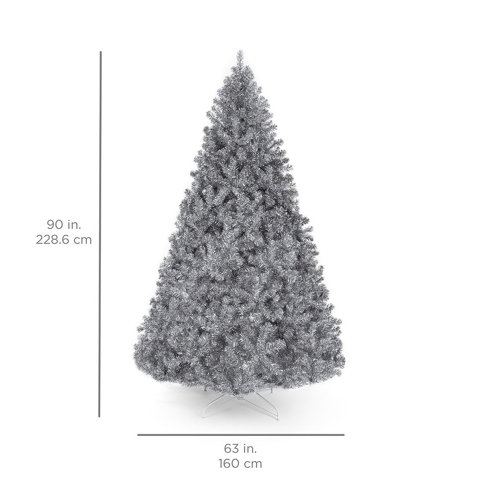 Thumbnail: 7.5ft Artificial Silver Tinsel Christmas Tree Holiday Decoration w/ 1,749 Branc