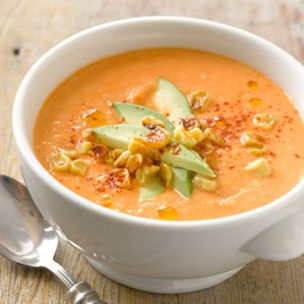 Roasted Corn Soup with Tomato