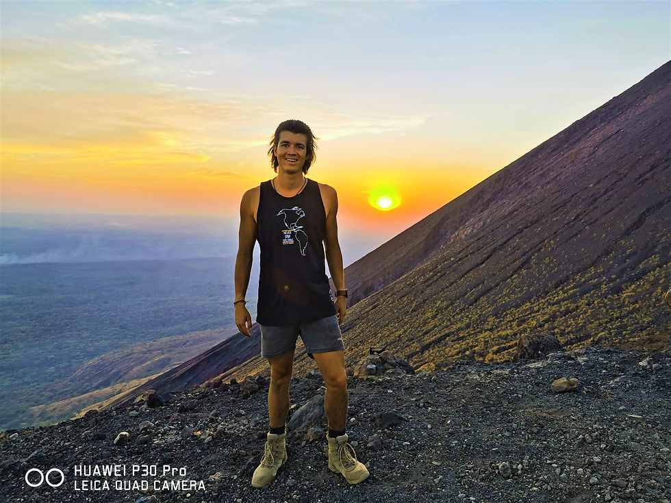 Backpacker Andy volcano boarding in Nicaragua 2020