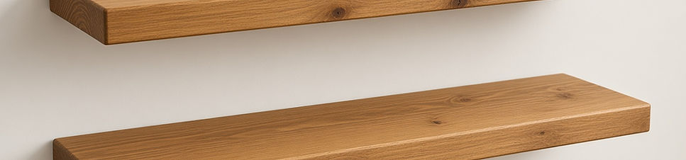 Solid pine floating shelves by City Park Cabinets, Dallas