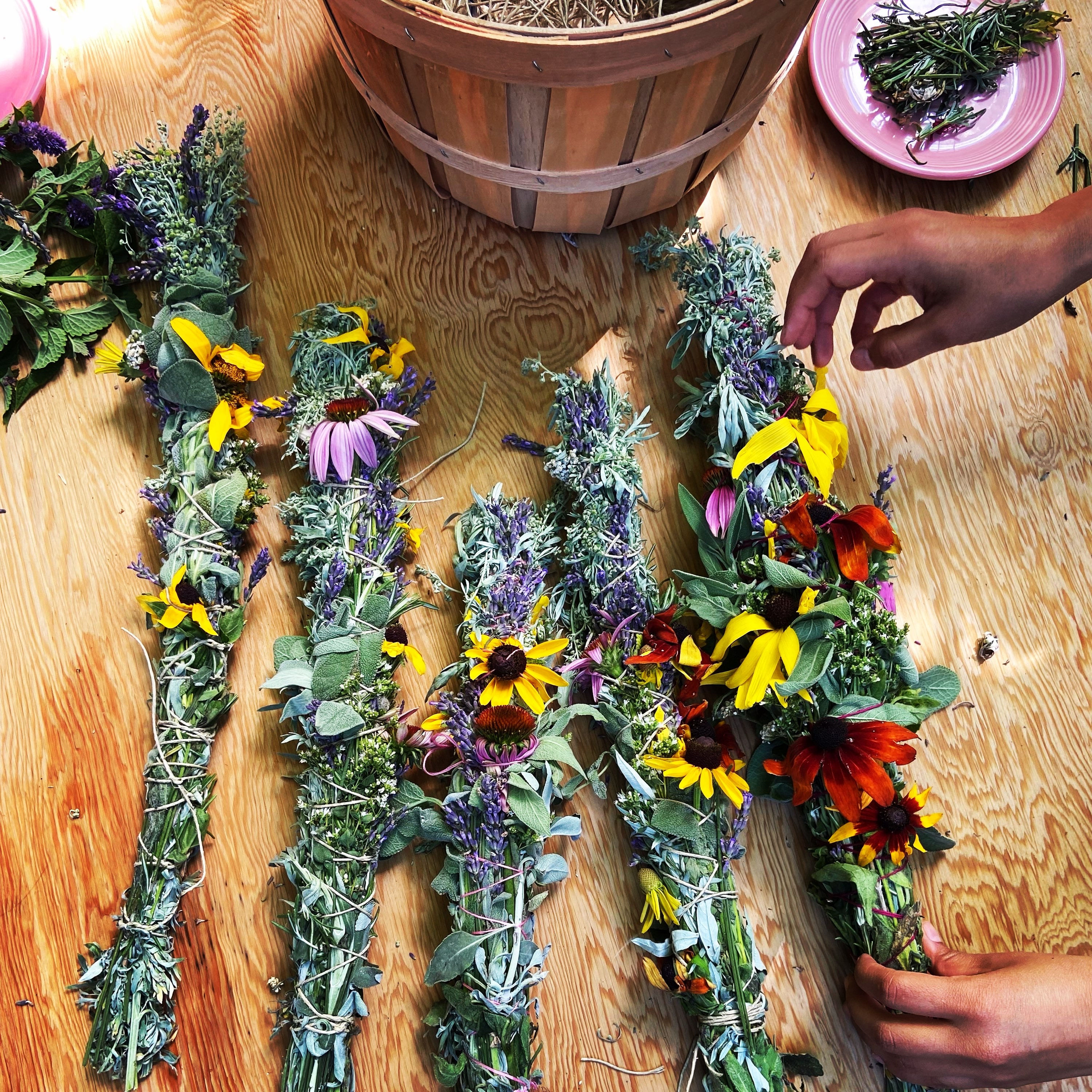 Making Herb/Flower Bundles with Organic Farm Tour