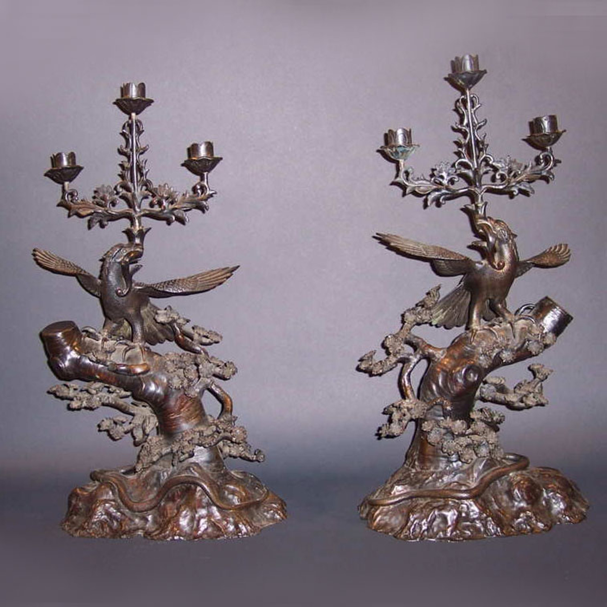 Bird And Branch Aluminum Candelabra - Bronze Finish, Holds 3 Candles, 7"H X 19.5"W - View #11