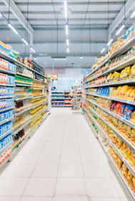 Stocked grocery shelf for inventory counting