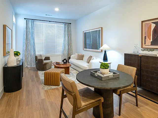 Modern apartment living room with dining area