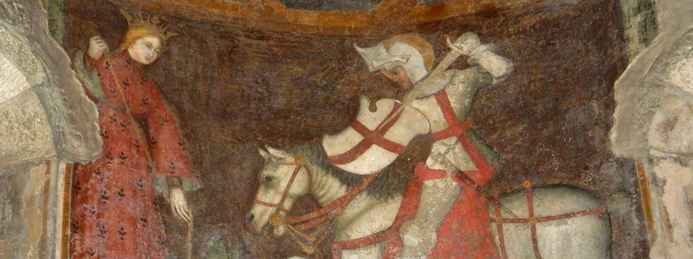 Pieve di S. Giorgio a Vigoleno: dettaglio degli affreschi che decorano l’interno della chiesa