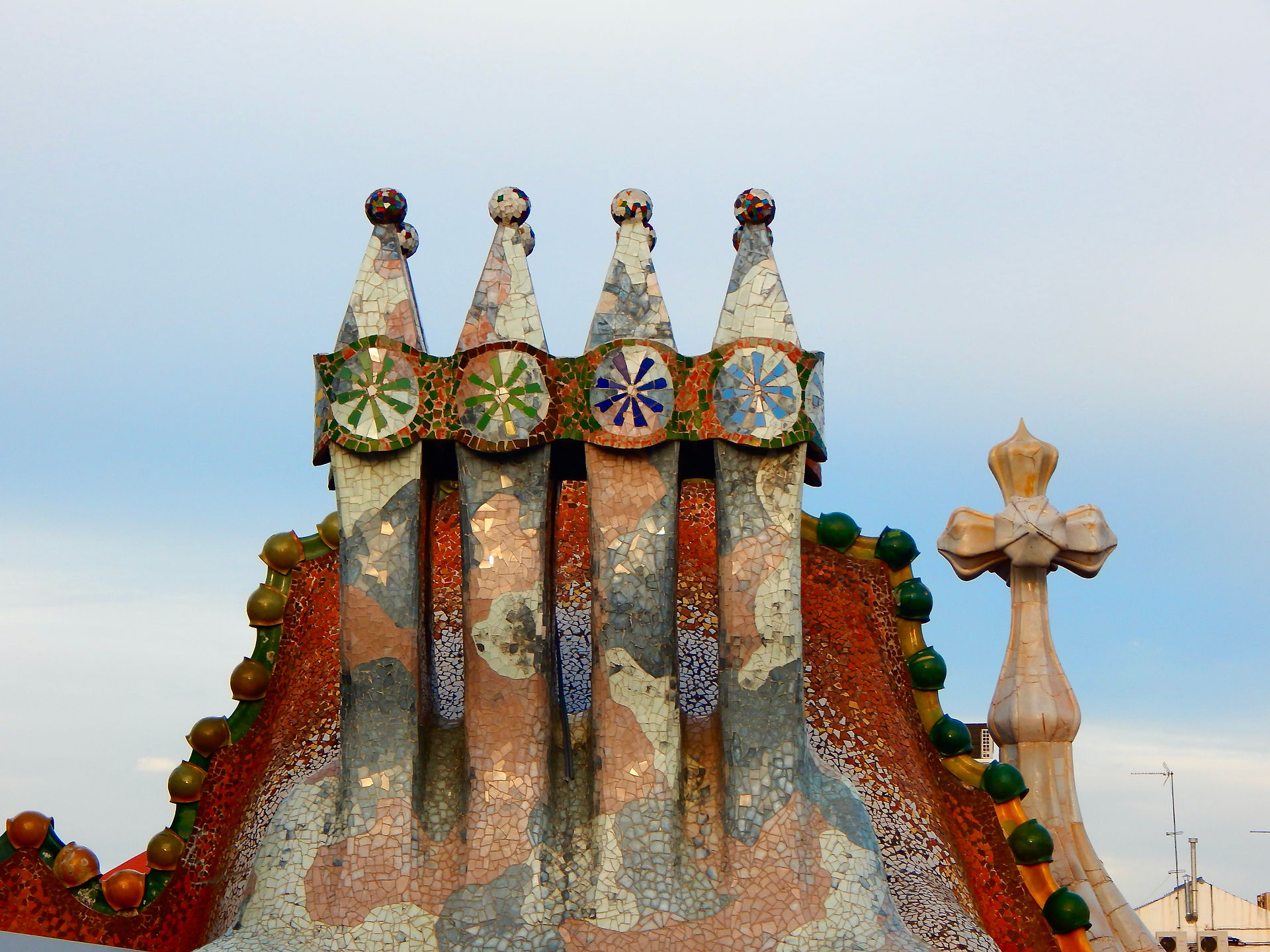 Rooftop of Gaudi's Casa Batlló, Barcelona, Spain.