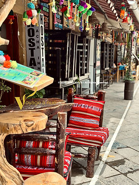Restaurant chairs in the streets of Ollantaytambo peru