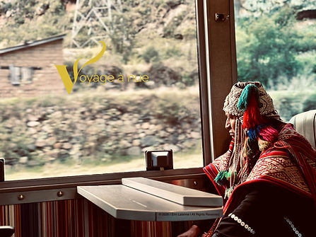 Shaman on inca rail in cuzco peru