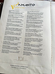 Main course menu at Amanto restaurant in ollantaytambo peru