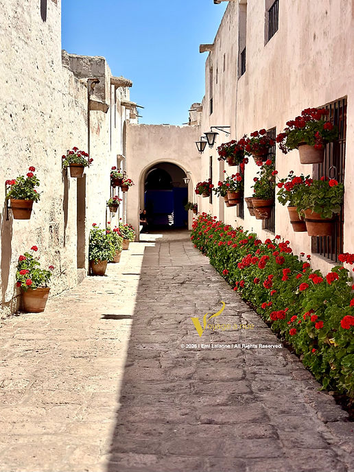 Historic interior of Santa Catalina Monastery Peru