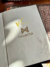 Cover menu of Amanto restaurant in ollantaytambo peru