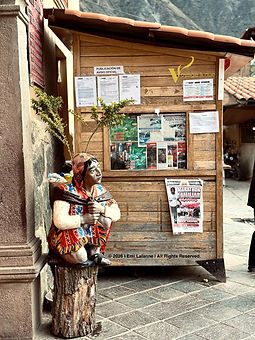 Statue of Man as a planter of ollantaytambo peru