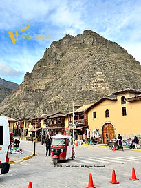 Mountain view from streets of ollantaytambo peru