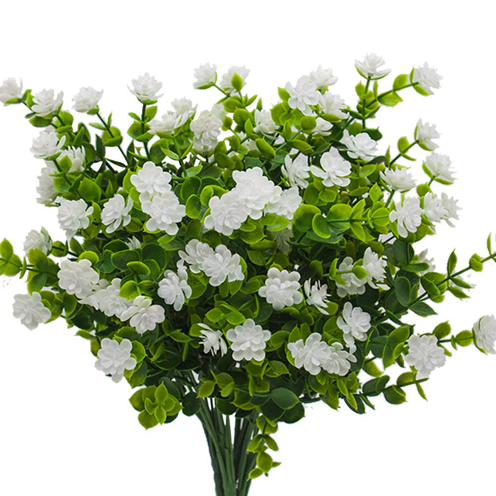 Artificial Flowers Fake Outdoor UV Resistant Plants Faux Plastic Greenery Shrubs