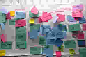 Post-its on a white board