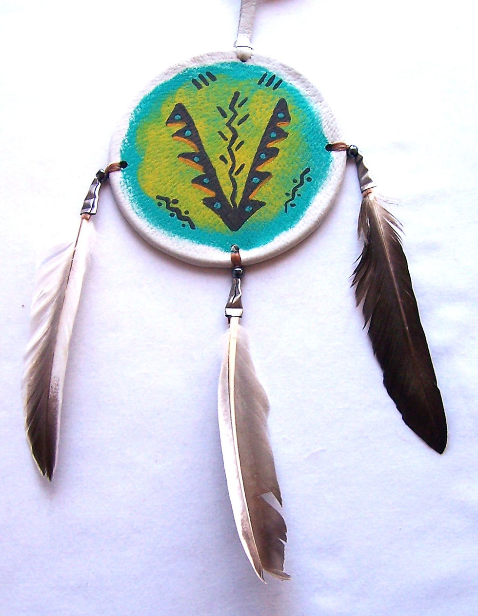 Thumbnail: Navajo 4" Painted Medicine Shield yellow full