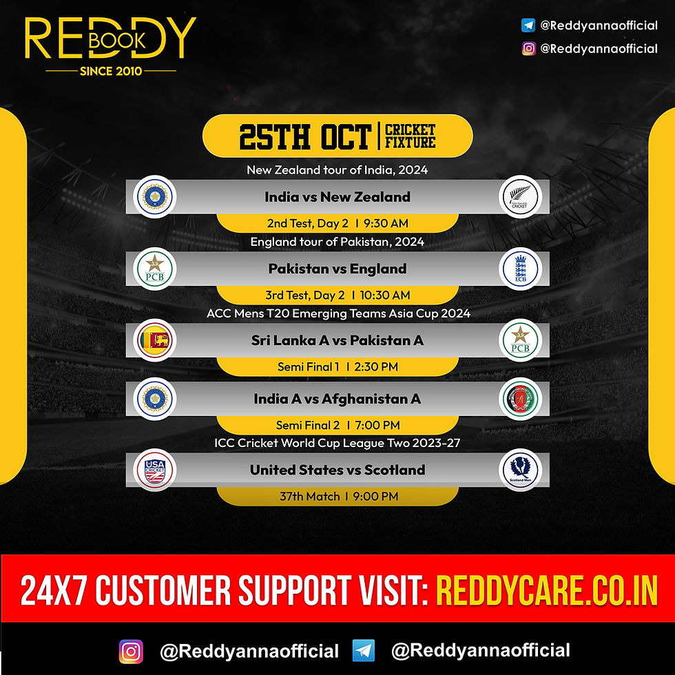 Reddy Anna cricket match predictions for 25th October 2024, featuring USA vs Scotland and ACC Emerging Teams Asia Cup.