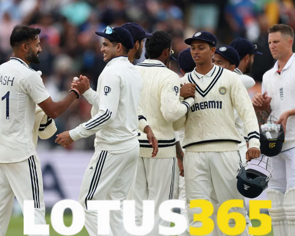 Lotus365 graphic showing Indian seamers Siraj and Deep skidding effective balls at Edgbaston