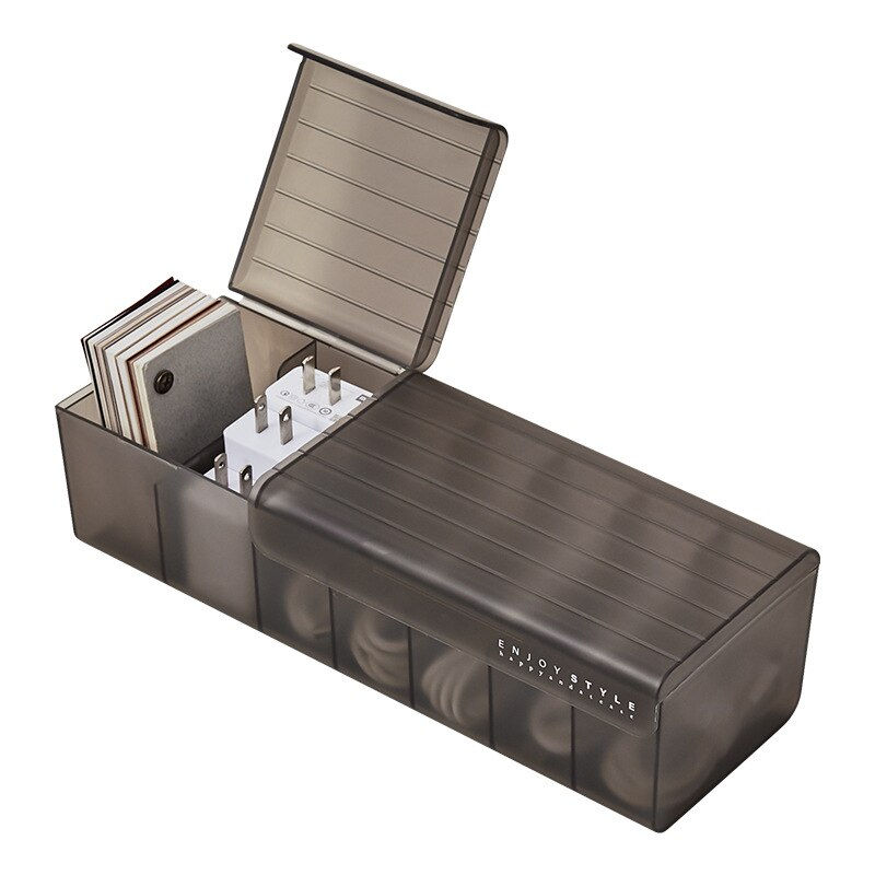 Thumbnail: Desktop data cable storage box - partitioned box with cover