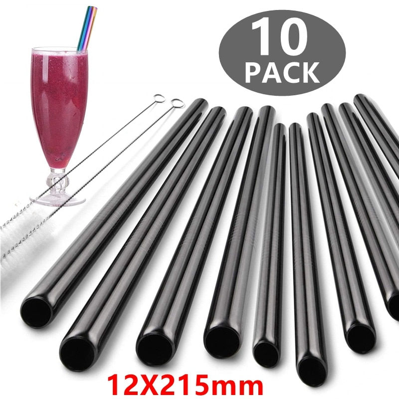 12mm Eco-friendly, Reusable, Stainless Steel Drinking Straws Set