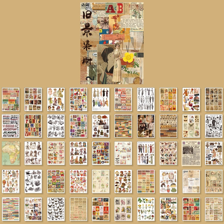 Thumbnail: 50 Unrepeated Patterns Decorative Stationery Stickers 