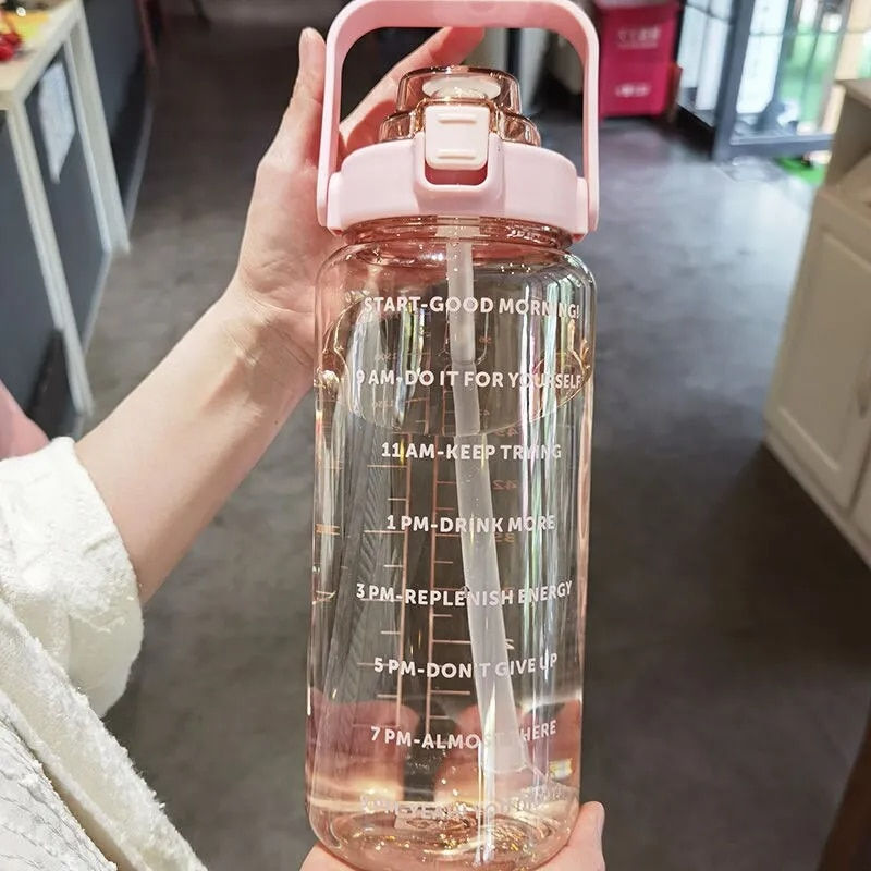 Thumbnail: 2000ml Large Capacity Plastic Straw Water Bottle 