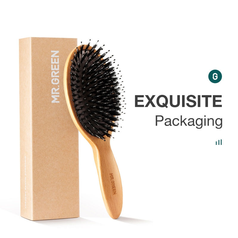 Thumbnail: Natural Beech Comb Hairbrush with Boar Bristle