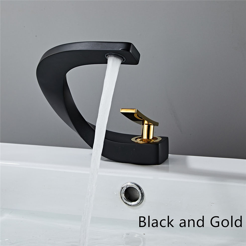 Thumbnail: Bathroom Faucet Brass-Rose Gold-WhiteBlack with Cold and Hot Water Mixer
