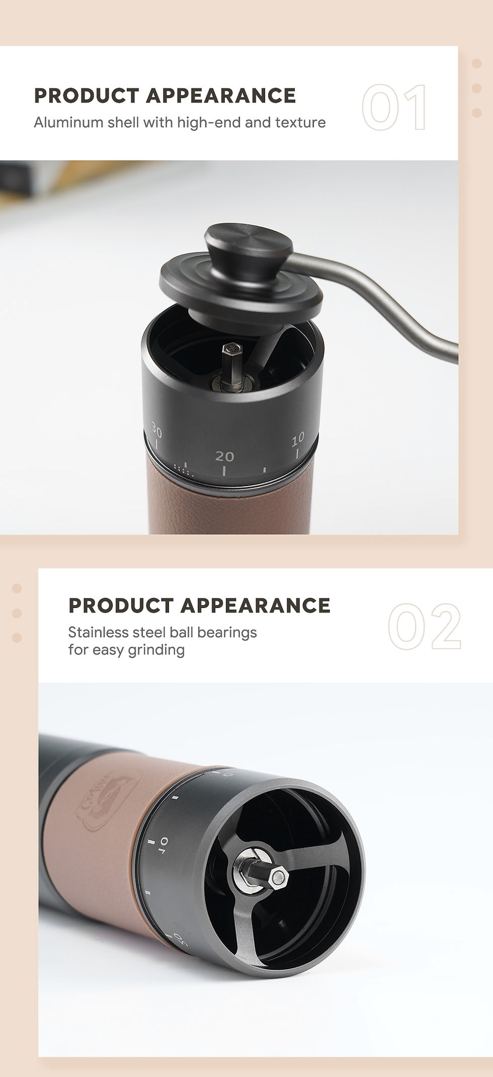 Thumbnail: Professional 420 Stainless Steel 7 Core Burrs Coffee Beans Grinder 