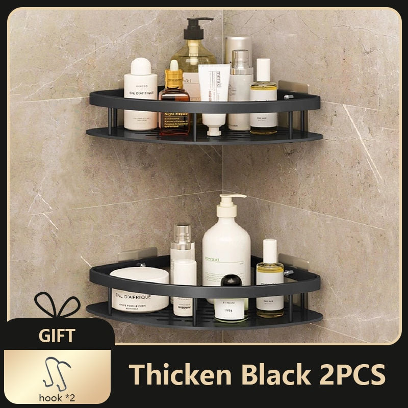 Thumbnail: Bathroom Corner Shelf without Drilling - Rustproof Aluminum Shower Storage Rack